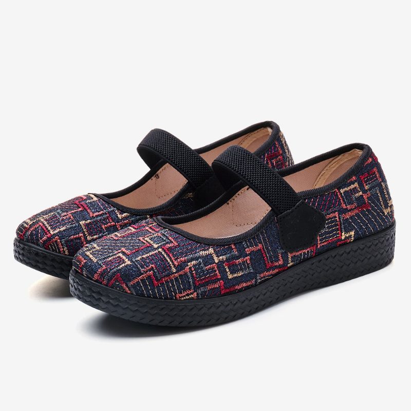 Dame Gamle Peking Cloth Elastisk Slip On Resistant Loafers