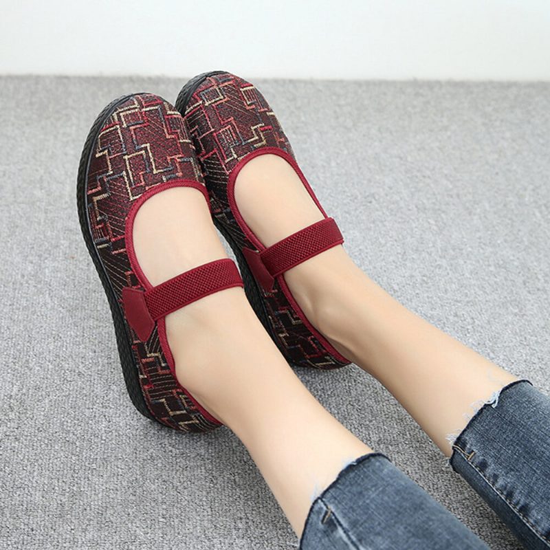 Dame Gamle Peking Cloth Elastisk Slip On Resistant Loafers