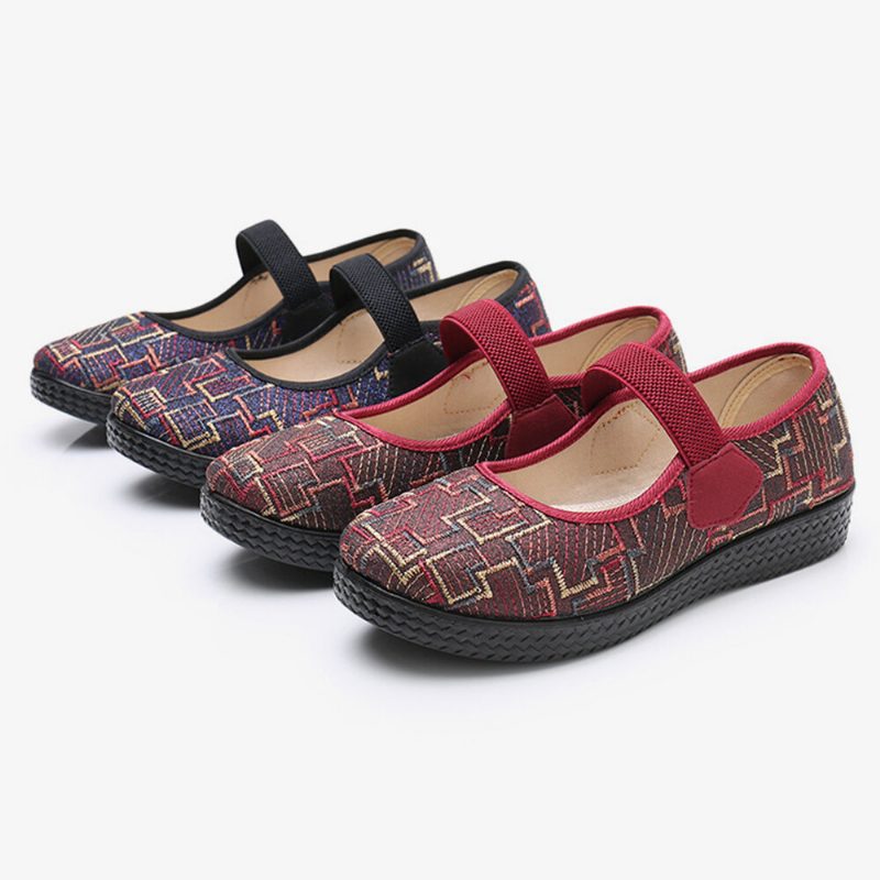 Dame Gamle Peking Cloth Elastisk Slip On Resistant Loafers