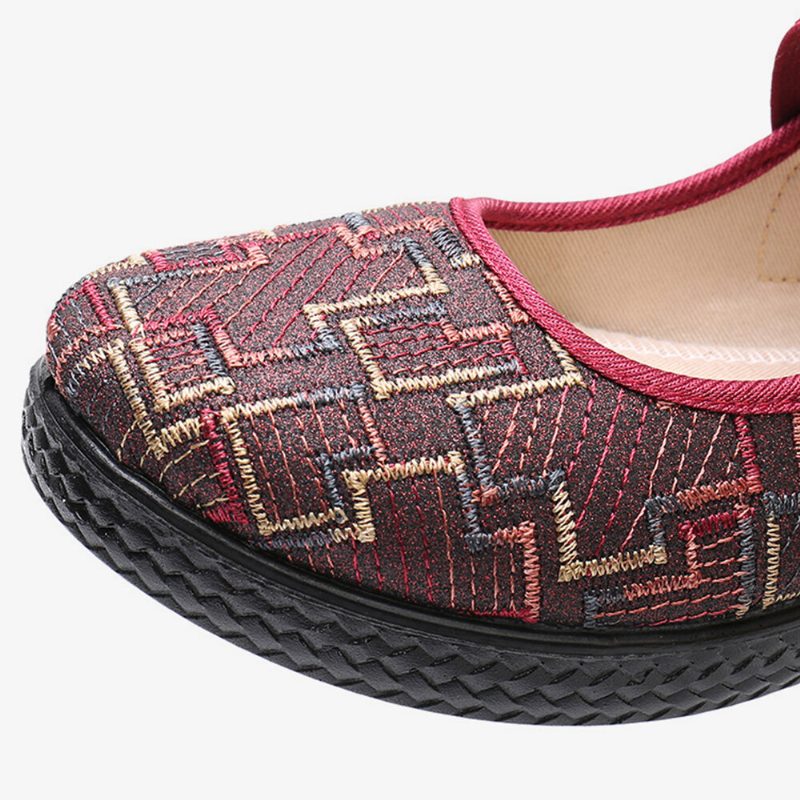 Dame Gamle Peking Cloth Elastisk Slip On Resistant Loafers