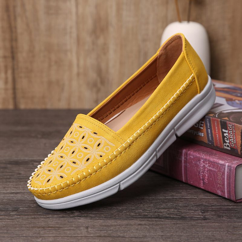 Dame Hollow Comfy Massasje Myk Såle Casual Slip On Falts