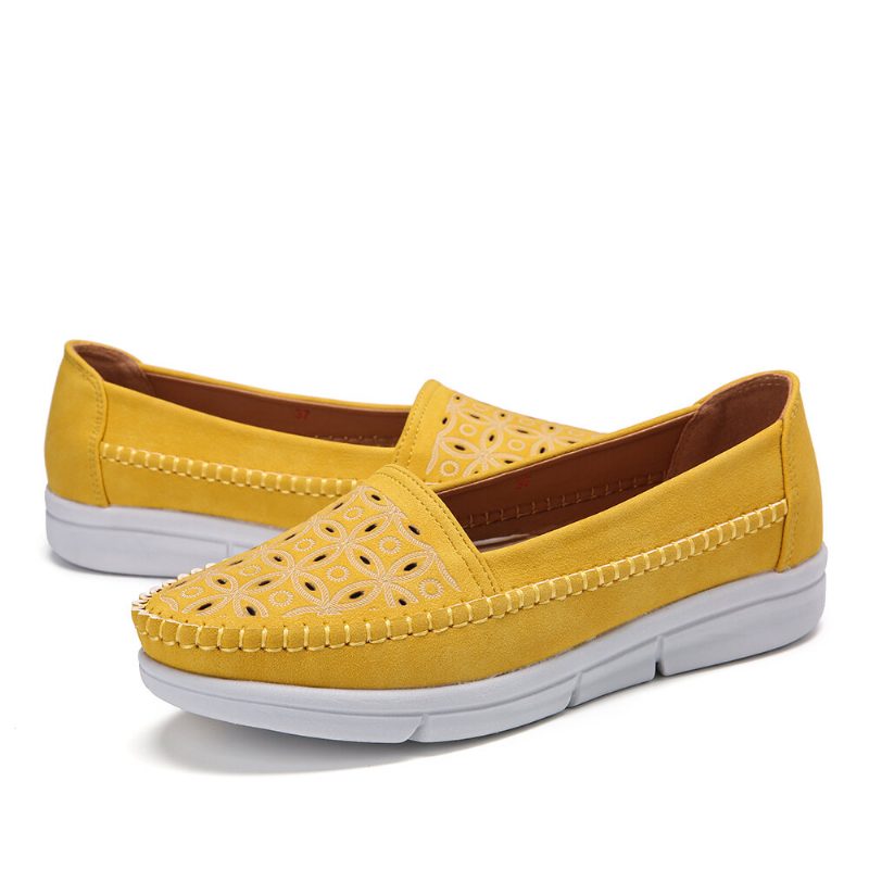 Dame Hollow Comfy Massasje Myk Såle Casual Slip On Falts