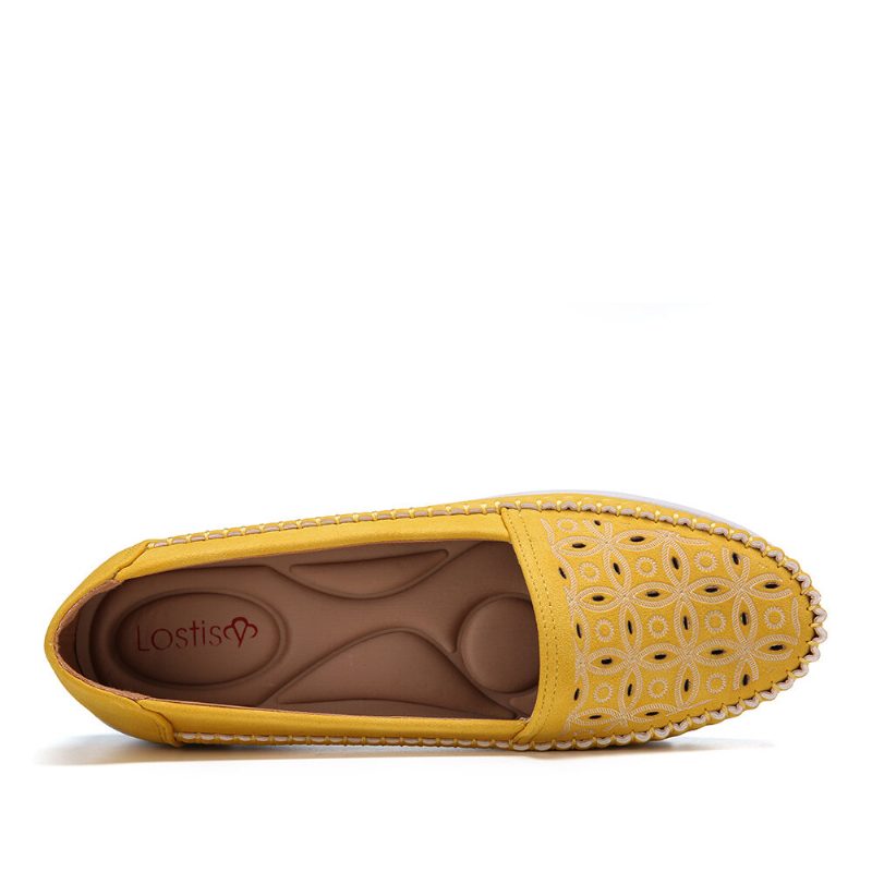 Dame Hollow Comfy Massasje Myk Såle Casual Slip On Falts