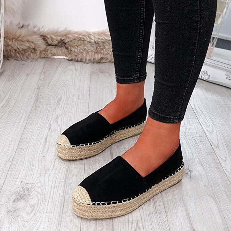 Dame Komfortabel Bærbar Casual Espadrille Slip On Platform Flats