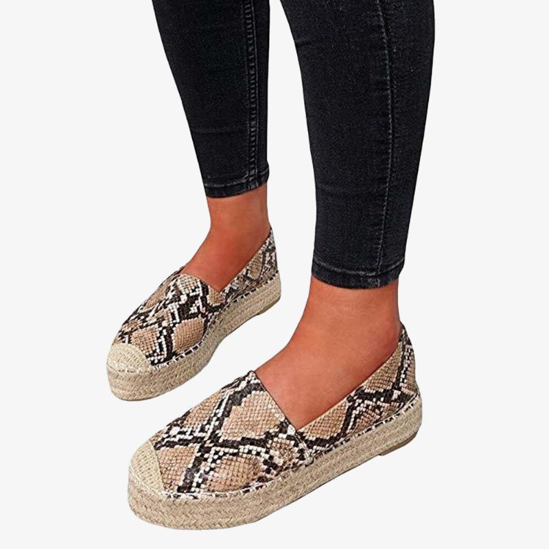 Dame Komfortabel Bærbar Casual Espadrille Slip On Platform Flats