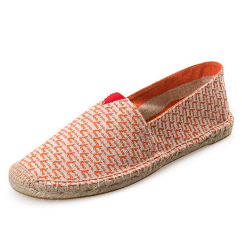 Dame Large Størrelse Ensfarget Slip-on Espadrilles Fisherman Flate Sko