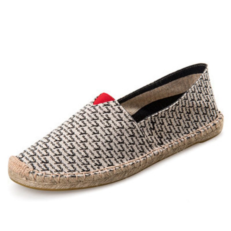 Dame Large Størrelse Ensfarget Slip-on Espadrilles Fisherman Flate Sko