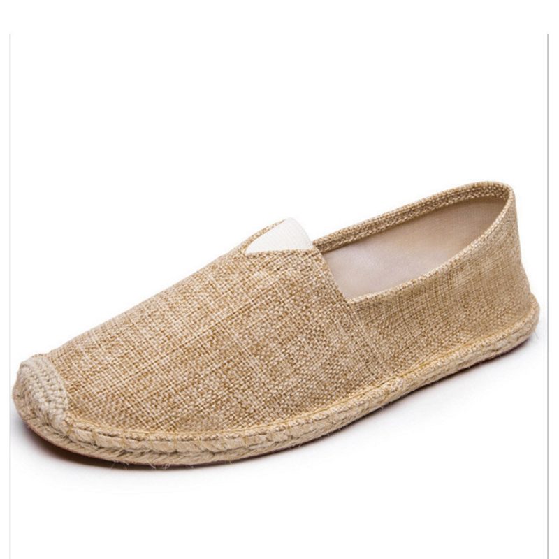 Dame Large Størrelse Ensfarget Slip-on Espadrilles Fisherman Flate Sko