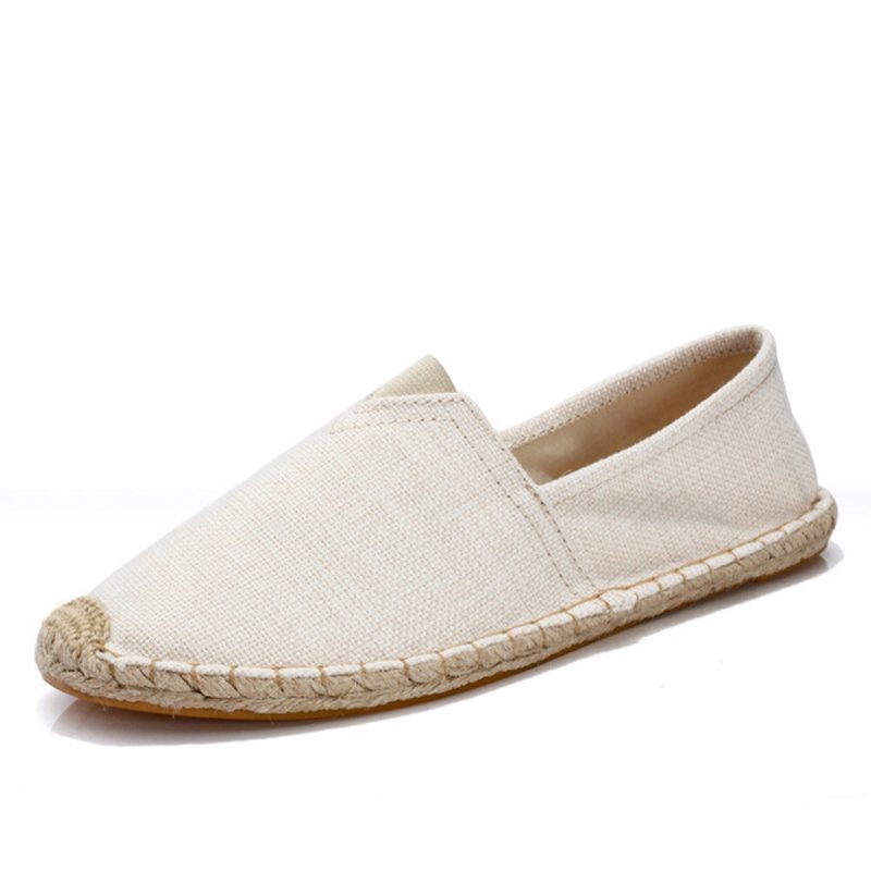 Dame Large Størrelse Ensfarget Slip-on Espadrilles Fisherman Flate Sko