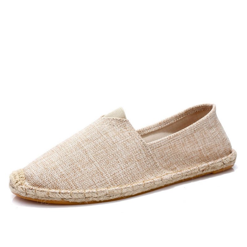 Dame Large Størrelse Ensfarget Slip-on Espadrilles Fisherman Flate Sko