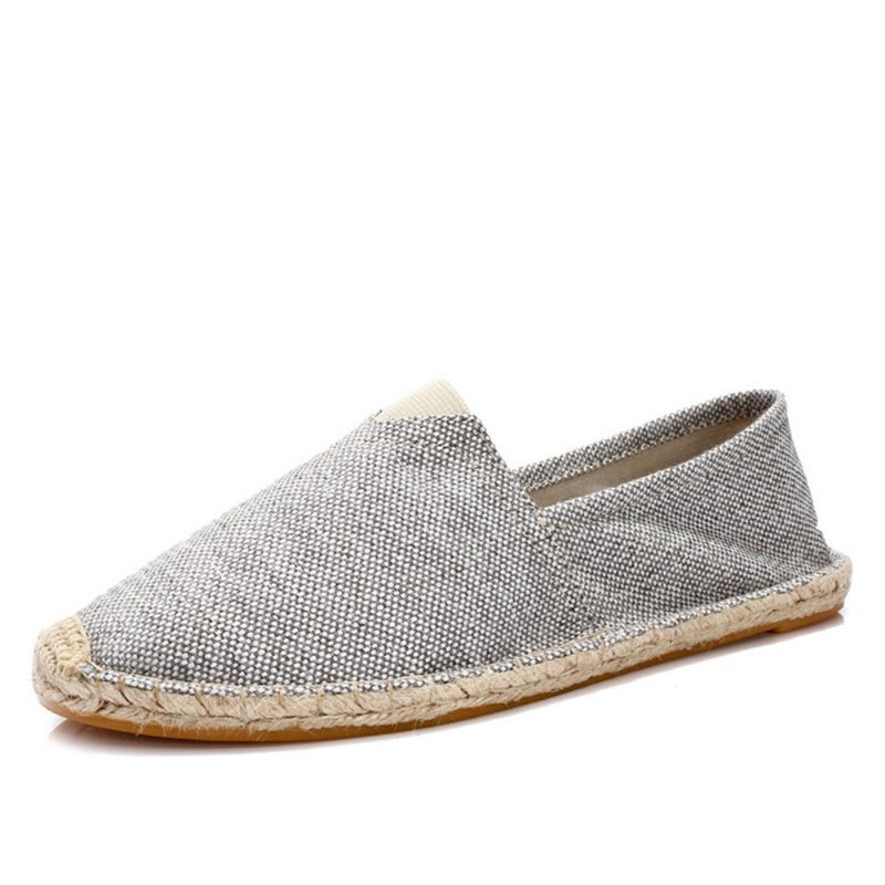 Dame Large Størrelse Ensfarget Slip-on Espadrilles Fisherman Flate Sko