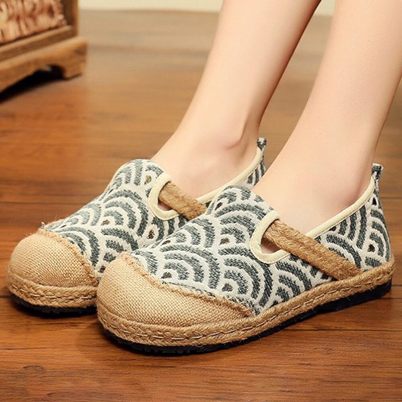 Dame Lin Comfy Bærbar Rund Toe Casual Espadrille Flate Loafers