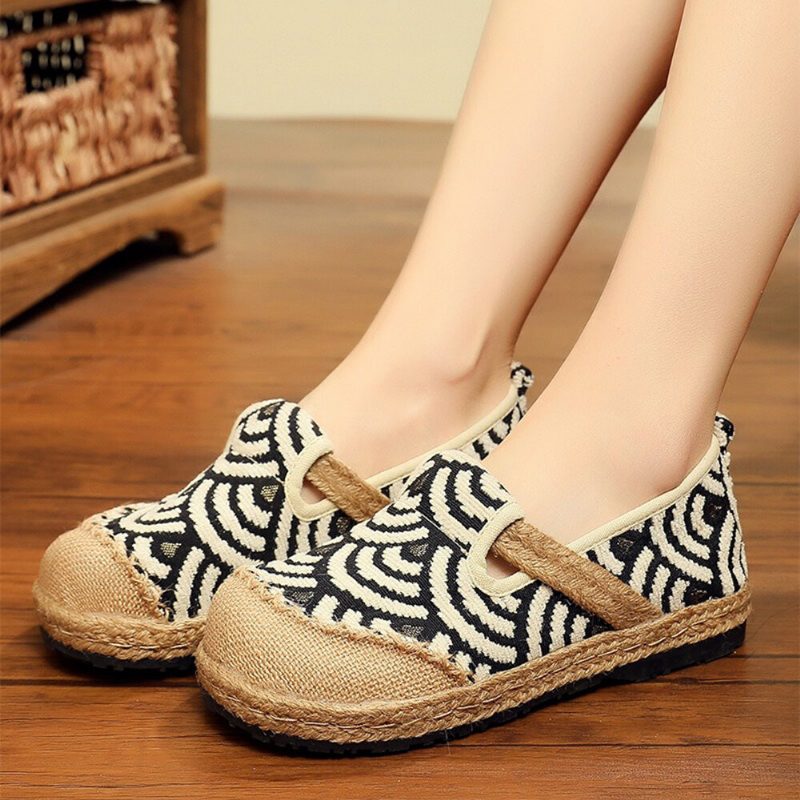 Dame Lin Comfy Bærbar Rund Toe Casual Espadrille Flate Loafers