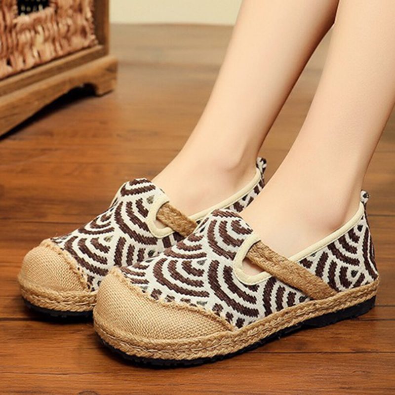 Dame Lin Comfy Bærbar Rund Toe Casual Espadrille Flate Loafers