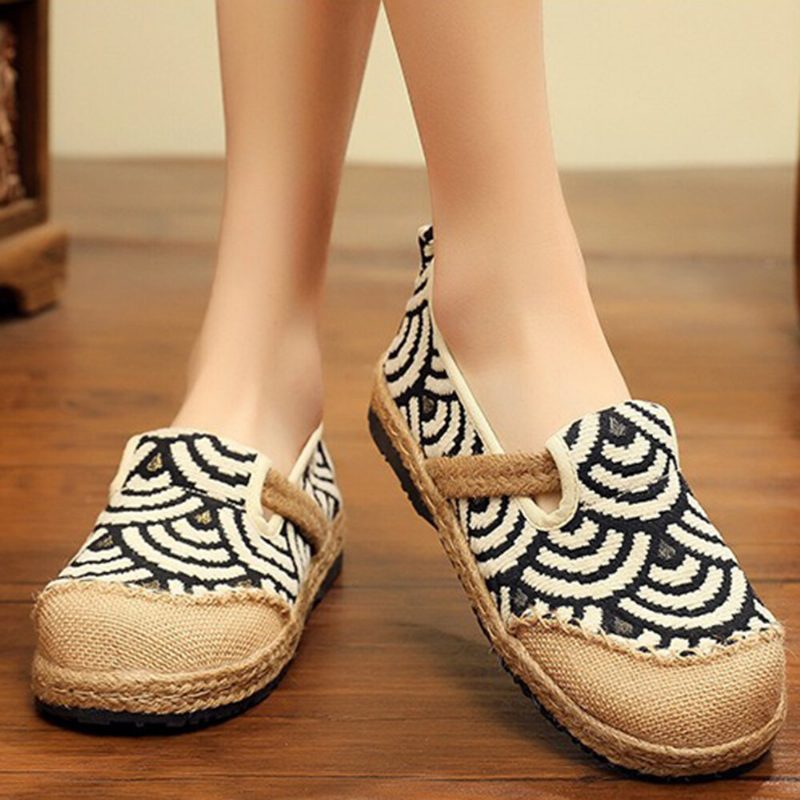 Dame Lin Comfy Bærbar Rund Toe Casual Espadrille Flate Loafers