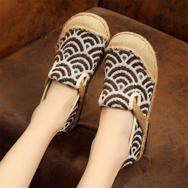 Dame Lin Comfy Bærbar Rund Toe Casual Espadrille Flate Loafers