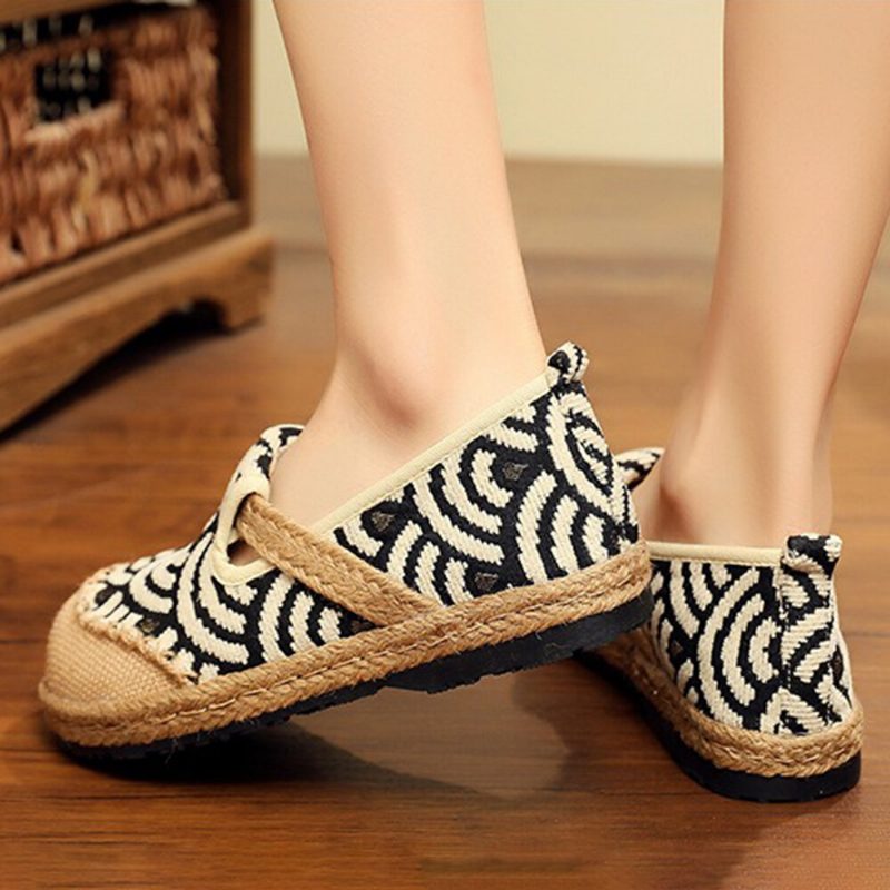 Dame Lin Comfy Bærbar Rund Toe Casual Espadrille Flate Loafers