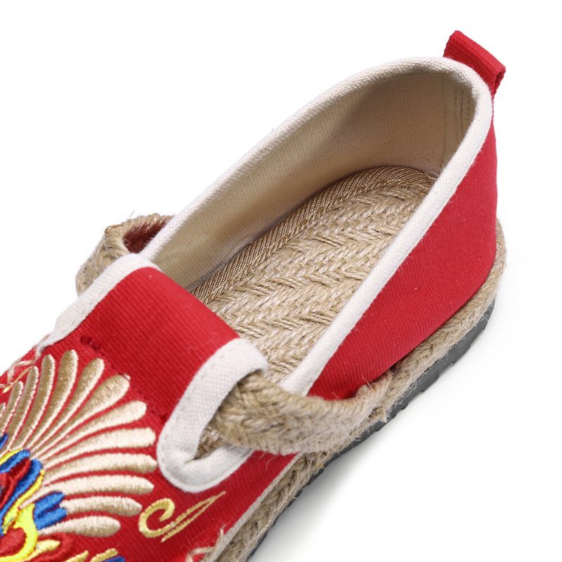 Dame Lin Comfy Brodery Straw Slip On Flate Loafers