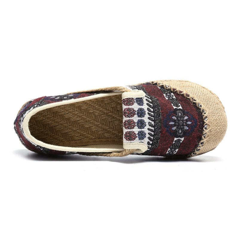 Dame Lin Halmmønster Casual Slip On Espadrille Flate Loafers