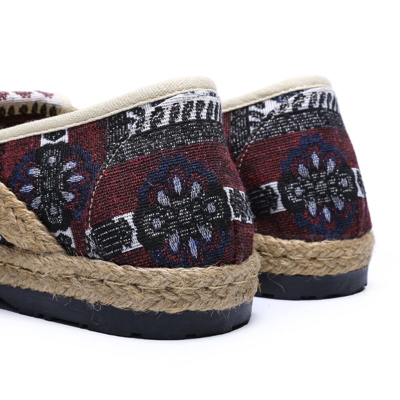 Dame Lin Halmmønster Casual Slip On Espadrille Flate Loafers