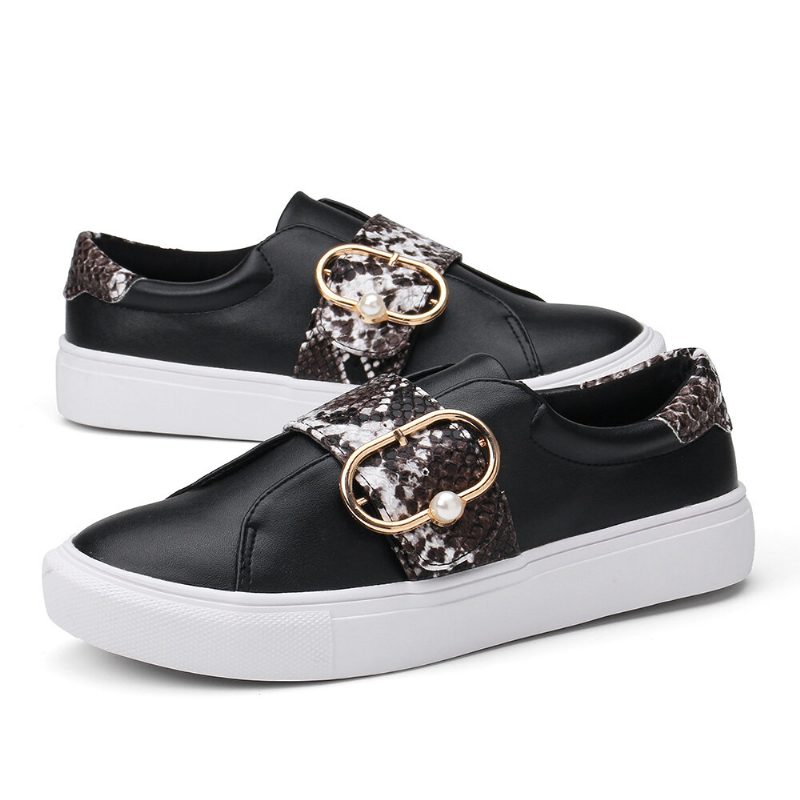 Dame Metal Spenne Snake Print Comfy Casual Flats