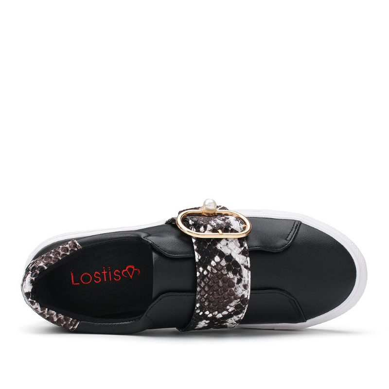 Dame Metal Spenne Snake Print Comfy Casual Flats