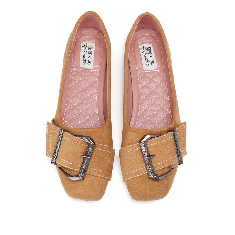 Dame Metalldekor Ensfarget Slip On Flats Loafers