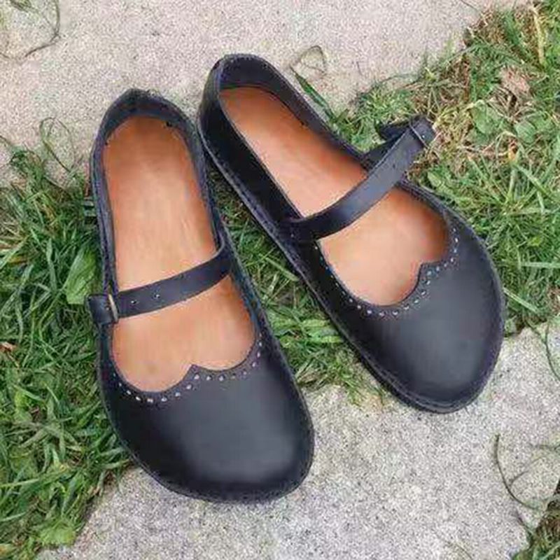 Dame Retro Large Size Comfy Spenne Casual Spring Flats Loafers