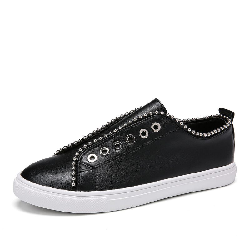 Dame Soild Farge Studded Slip On Comfy Flats