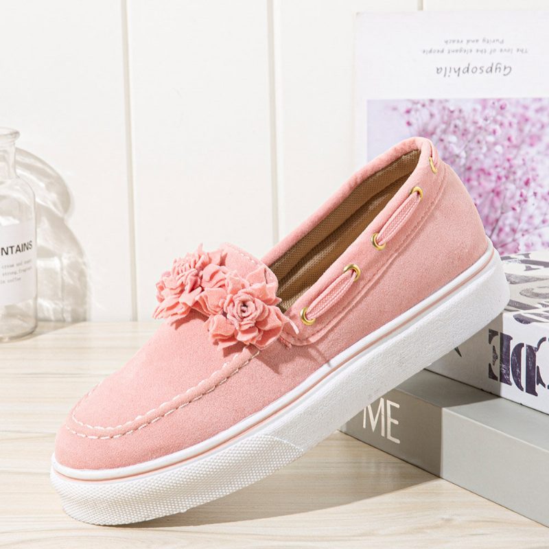 Dame Suede Flower Comfy Fôr Enkel Solid Casual Loafers Sko