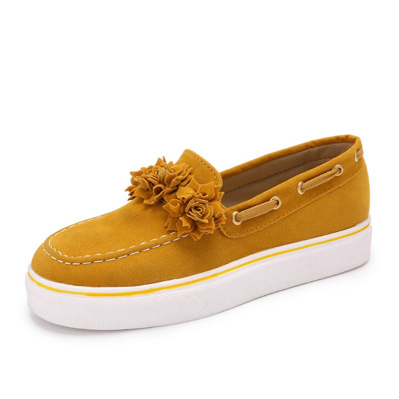 Dame Suede Flower Comfy Fôr Enkel Solid Casual Loafers Sko