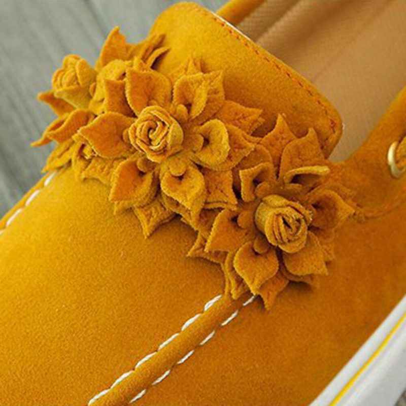 Dame Suede Flower Comfy Fôr Enkel Solid Casual Loafers Sko