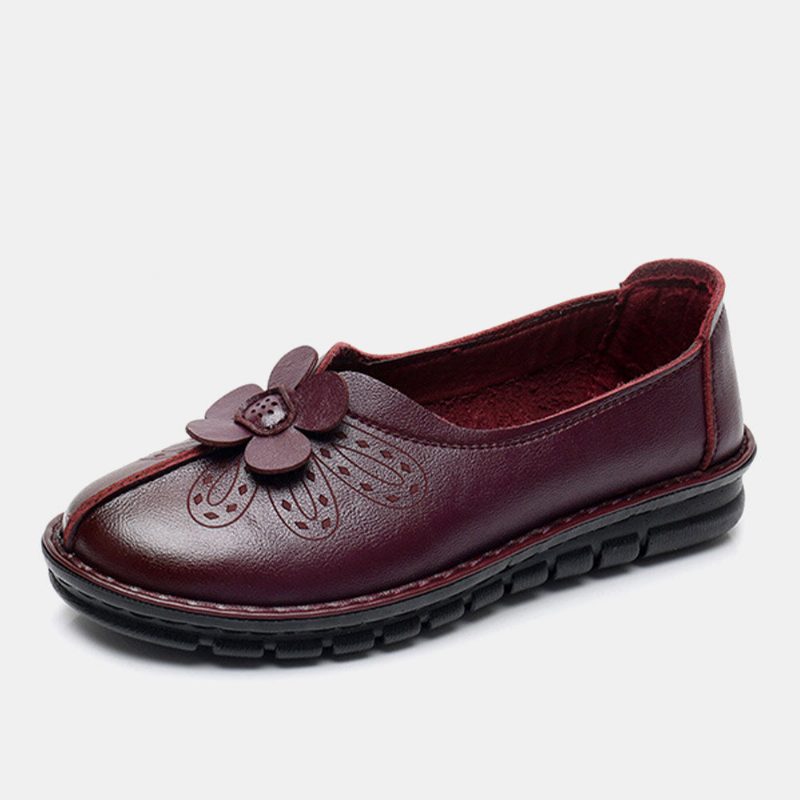 Dameslipe Vintage Blomstermønster Rund Tå Myk Såle Comfy Flats