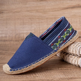 Etnisk Skjøting Fargerik Stripete Lin Komfortabel Pustende Slip On Casual Espadrille Flate Sko