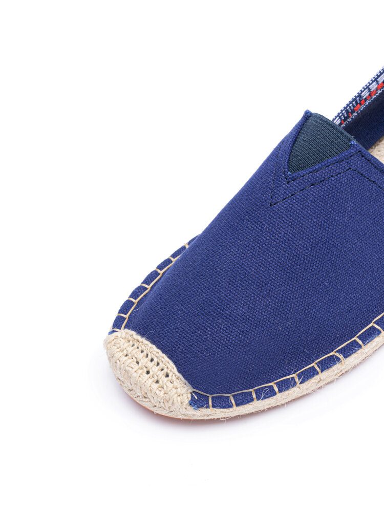 Etnisk Skjøting Fargerik Stripete Lin Komfortabel Pustende Slip On Casual Espadrille Flate Sko