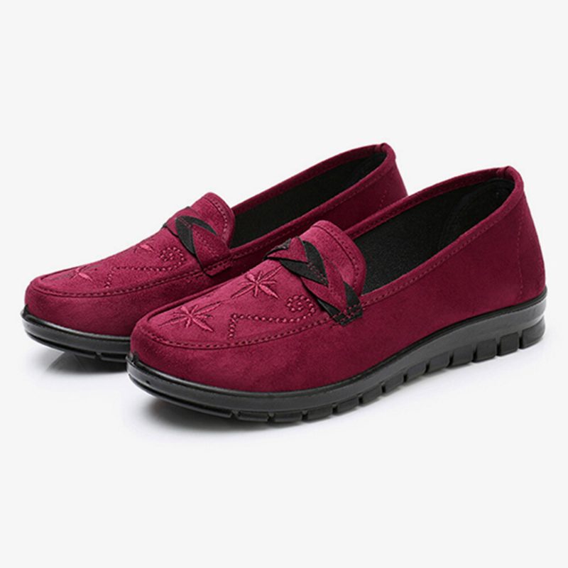 Kvinner Blomster Broderi Grunne Bærbare Slip-on Loafers