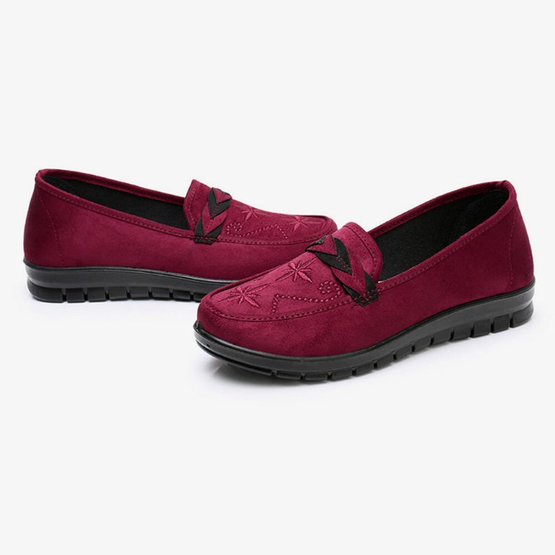 Kvinner Blomster Broderi Grunne Bærbare Slip-on Loafers