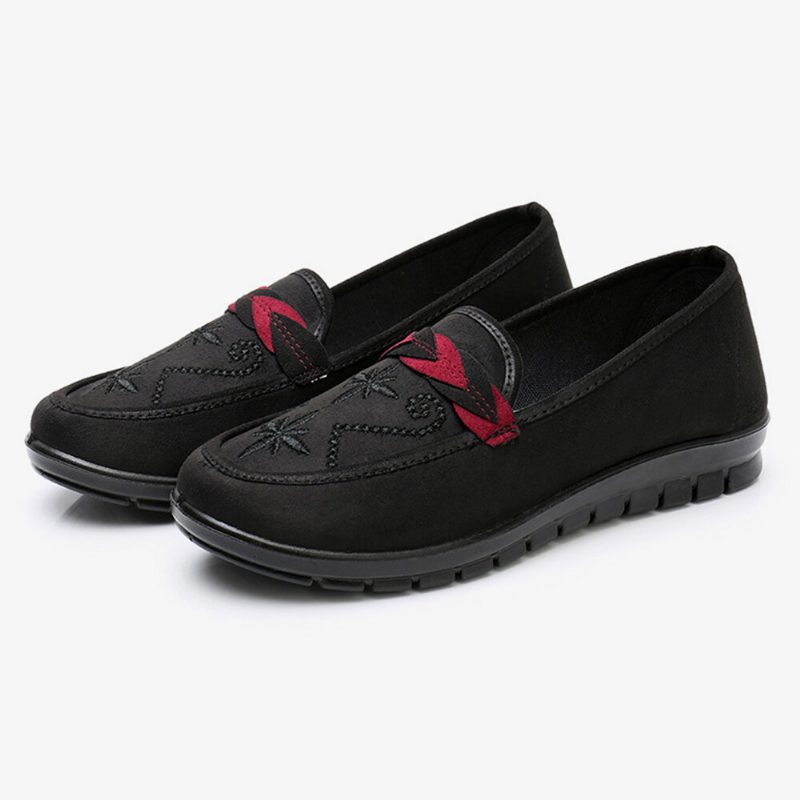 Kvinner Blomster Broderi Grunne Bærbare Slip-on Loafers