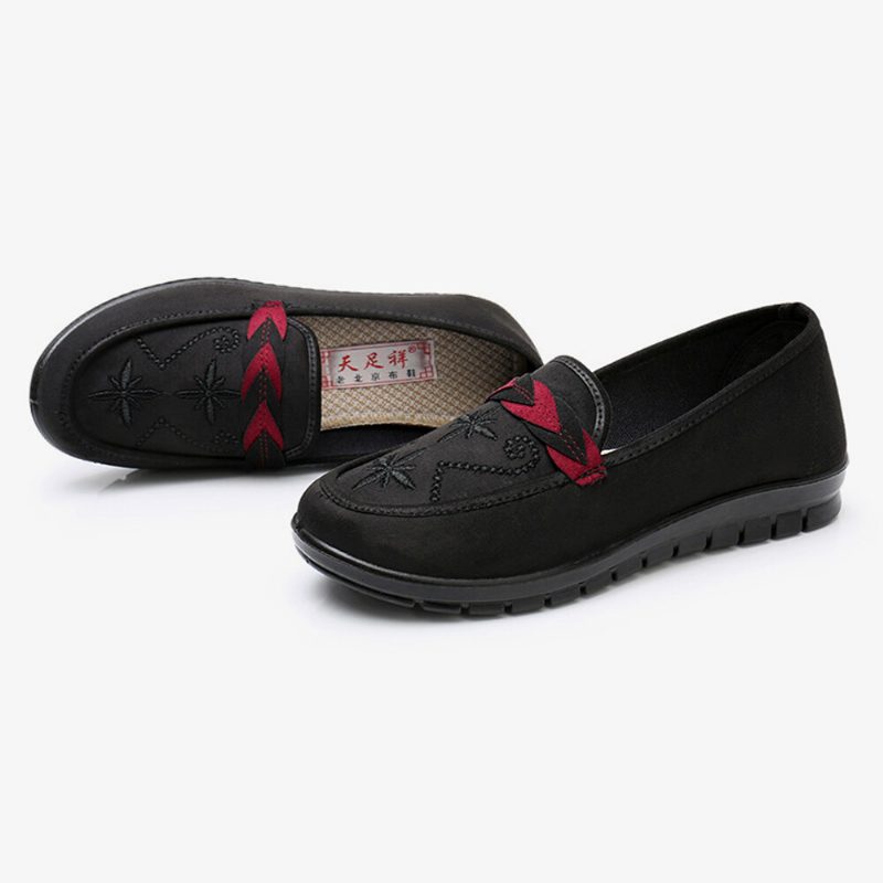 Kvinner Blomster Broderi Grunne Bærbare Slip-on Loafers