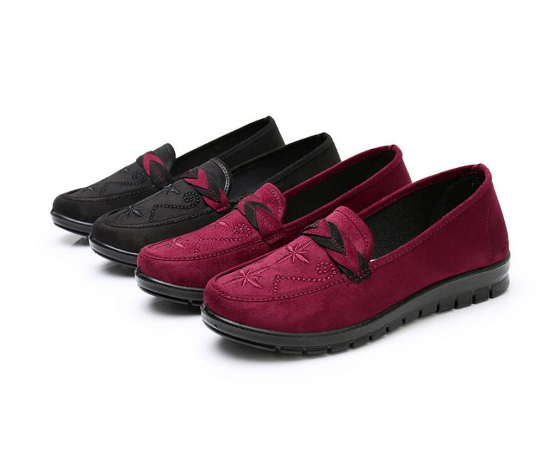 Kvinner Blomster Broderi Grunne Bærbare Slip-on Loafers