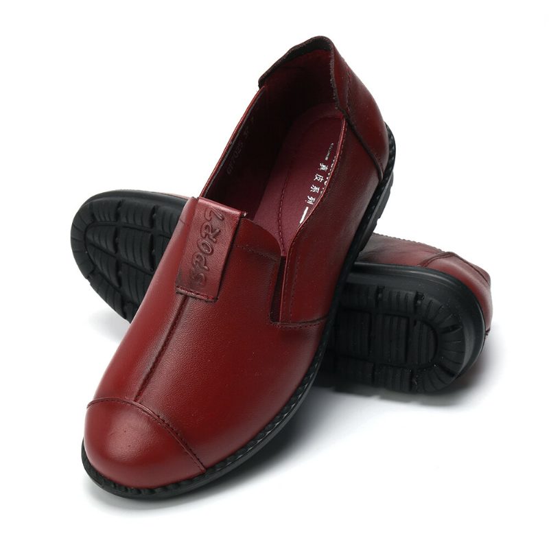 Kvinner Casual Comfy Myk Såle Slip On Leather Loafers