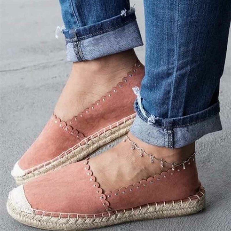 Kvinner Casual Comfy Pustende Espadrille Flate Slip On Flats