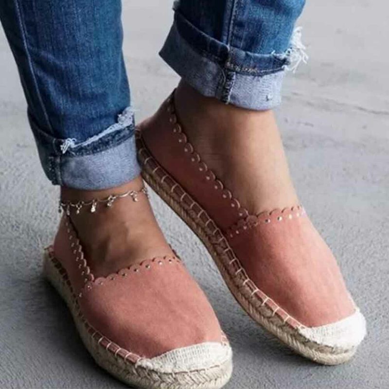 Kvinner Casual Comfy Pustende Espadrille Flate Slip On Flats