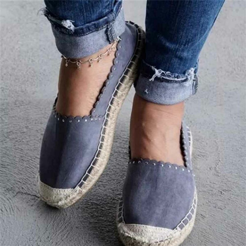 Kvinner Casual Comfy Pustende Espadrille Flate Slip On Flats