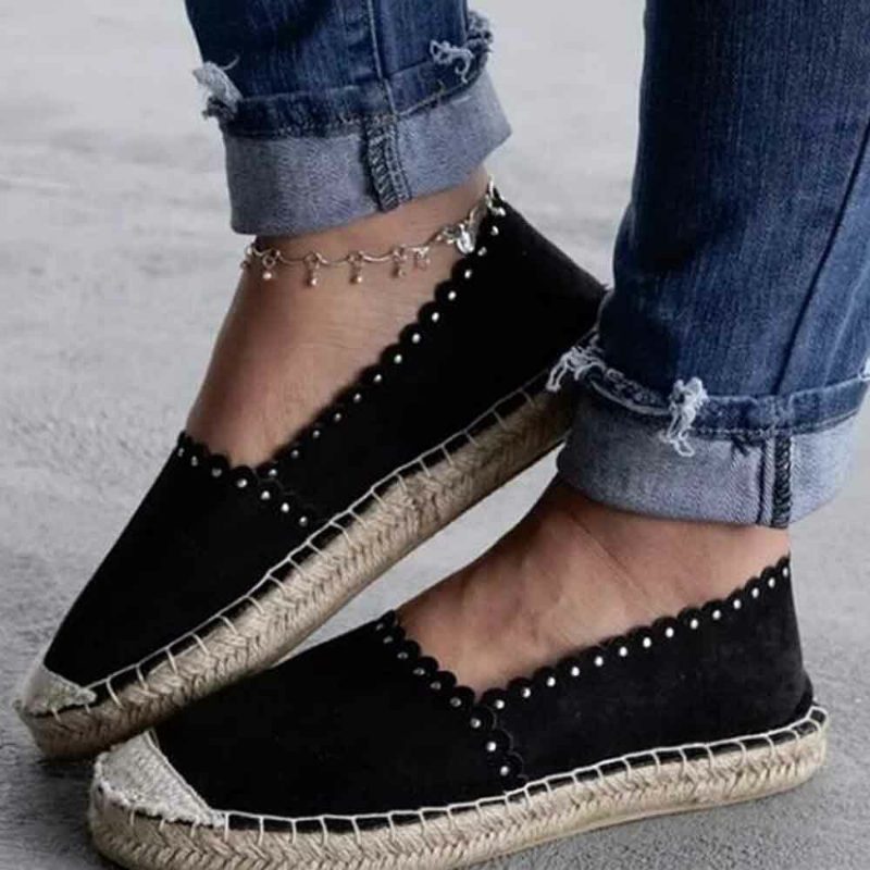 Kvinner Casual Comfy Pustende Espadrille Flate Slip On Flats