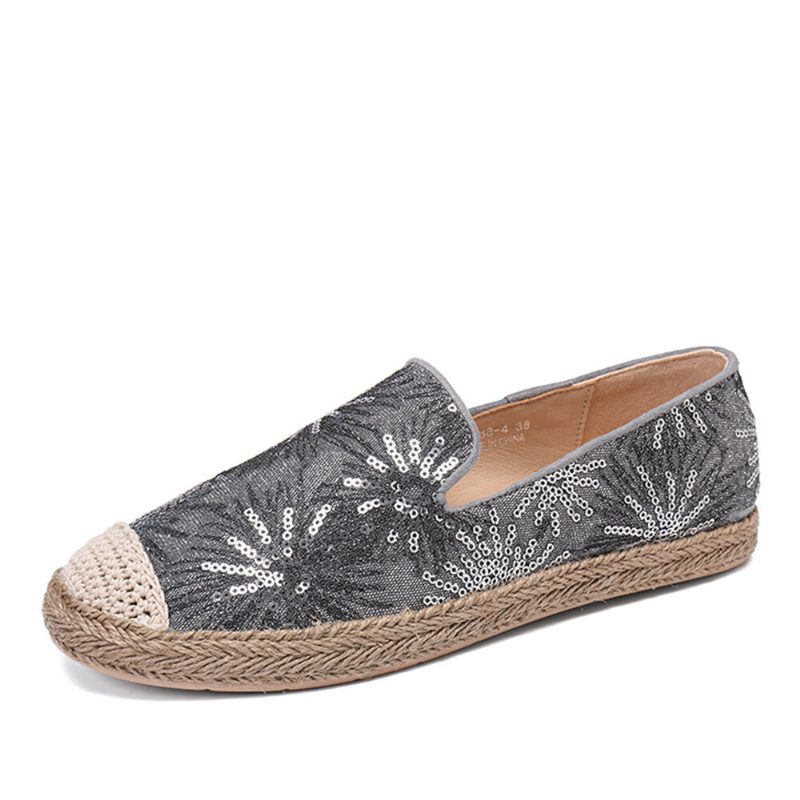 Kvinner Casual Paljetter Blomster Mønster Espadrille Flats Loafers