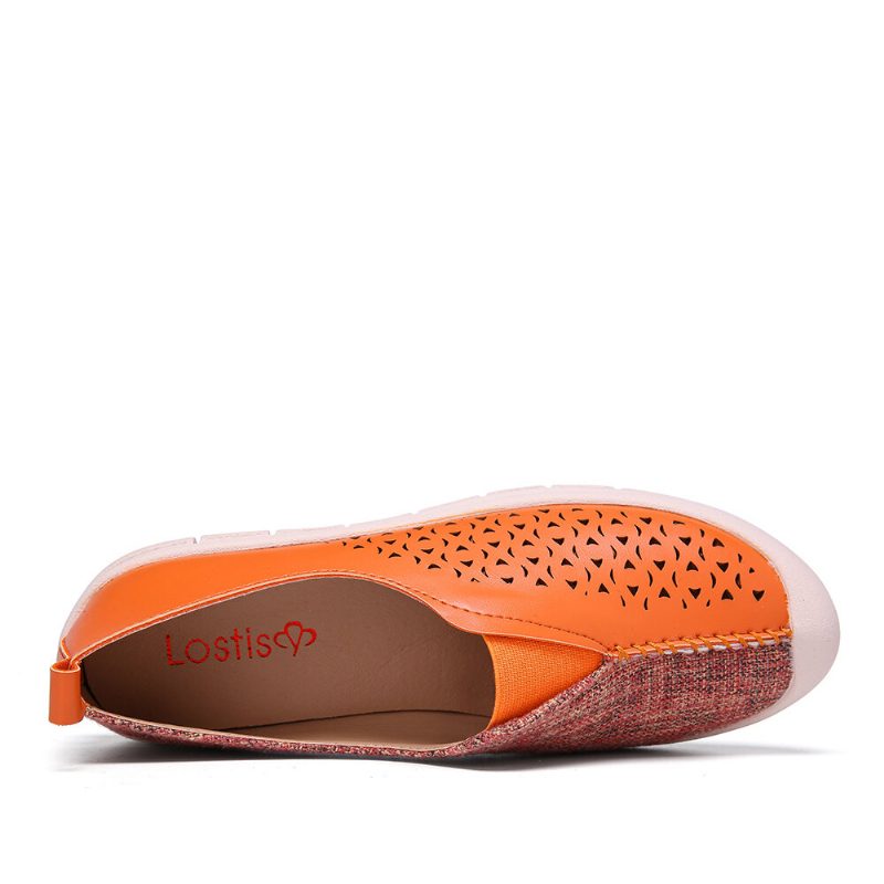 Kvinner Colorblock Comfy Hollow Pustende Casual Flats