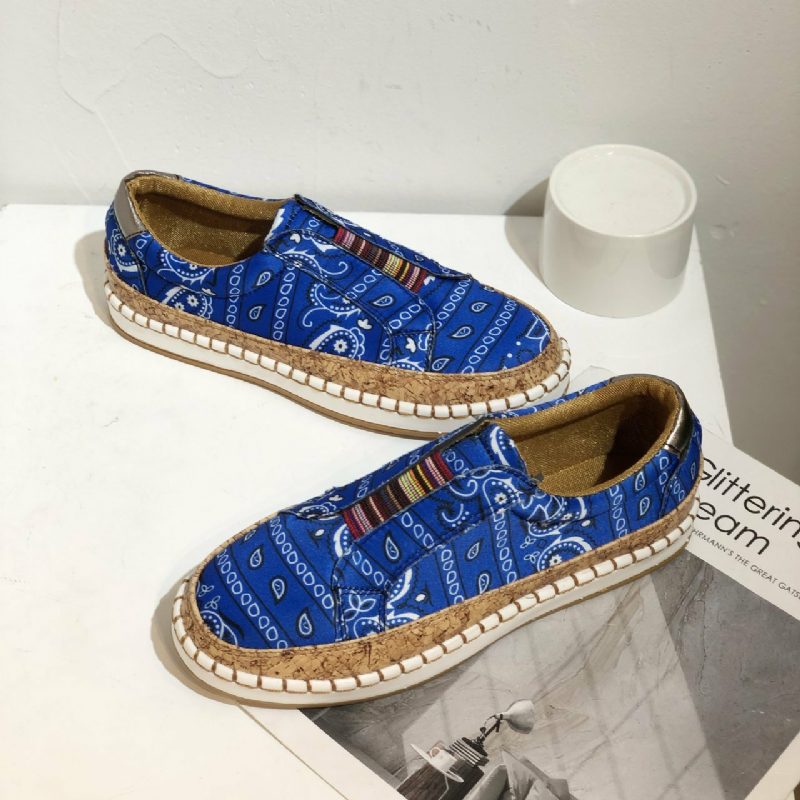 Kvinner Folkways Printing Comfy Slip On Casual Flate Sko