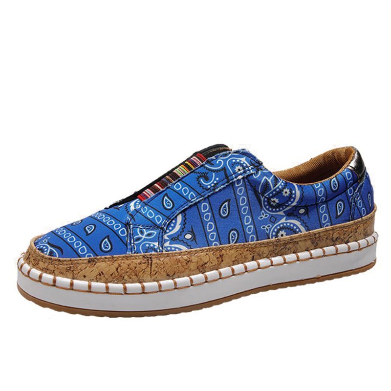 Kvinner Folkways Printing Comfy Slip On Casual Flate Sko