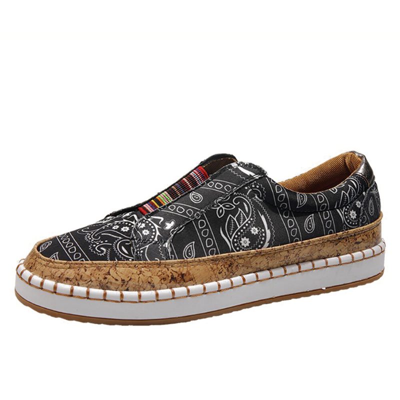 Kvinner Folkways Printing Comfy Slip On Casual Flate Sko